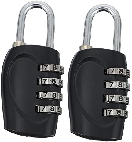 Uonlytech 2pcs Black 4-Digit Password Padlocks Gym Storage Locker Locks Travel Luggage Suitcase Security Locks for Anti-Theft