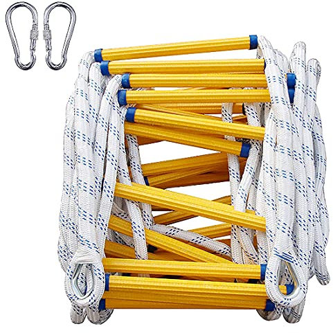 Rope Ladder Rescue Ladder for Emergencies, Fireproof Escape Ladder, Emergency Fire Ladder with Carabiners/45M(147.6Ft)