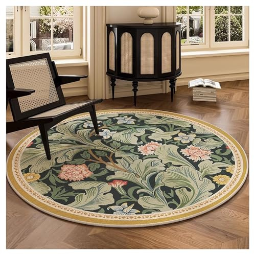 Ergocar Tapis Rond De Style Bomisien Tapis Rétro Ultra Fin, Doux, Antidérapant, Lavable - Convient pour Chambre à Coucher, Entrée, Salle à Manger, Dortoir Familial