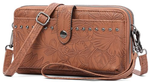 SENDEFN Kleine Handy Umhängetasche Damen Leder mit Geldbörse Crossbody Schultertasche mit Kartenfächer und Verstellbar Abnehmbar Gurt, Modern Handytasche zum Umhängen