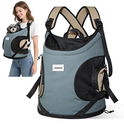 ALLSOPETS Hundetragerucksack, Tragbarer Haustiertragerucksack für Katzen Hunde Welpen, Integrierter Sicherheitsgurt, Ergonomisches Design, Atmungsaktiver Hunderucksack für Motorrad (Islandblau)