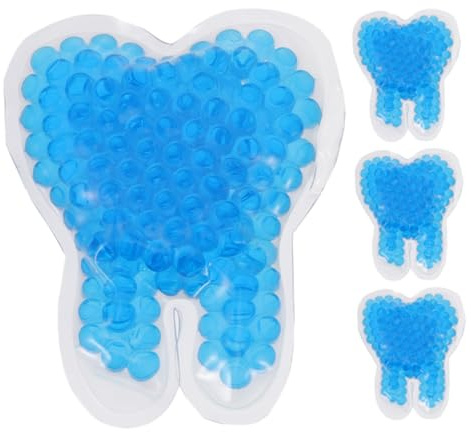 Mikinona Wiederverwendbare Zahnförmige Gel Eispackungen 4 Stück Pvc Gelmaterial Vielseitige Kalt und Heißtherapie Kompakte Kleiner Kühlakkus für Mund Zahnpflege Schmerz und Schwellungsbehandlung