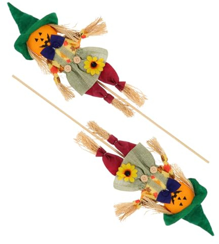 Halloween Party Vogelscheuchen Dekorationen für Garten und Rasen, 2 Stück | Blaues Stoff und Holz, Festlicher Stil, für Außenbereich und Garten, Halloween Ornament, Foto Requisiten Zufälliger Stil
