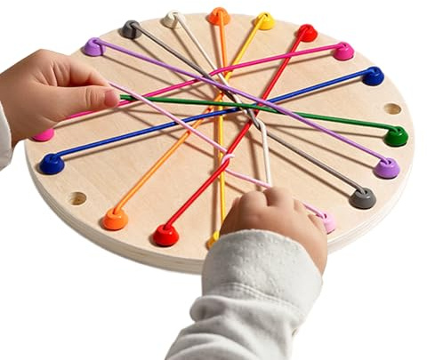 Rope Challenge Toy - Wood, 8.78x8.78x0.51in Rope Puzzle Game Hand-Eye Coordination Builder | Brain Teaser Board Logical Thinking Toy, Parent-Child Interactive Game for Kids, Teens, Family