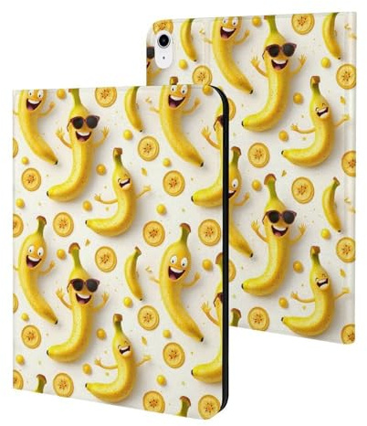 Kompatibel mit iPad A16 Hülle 11 Zoll 2025, Slim Cute Banana Yellow Print Tablet Cover Kompatibel mit iPad 10th Generation Hülle 10.9 Zoll 2022 mit Ständer Auto Wake/Sleep