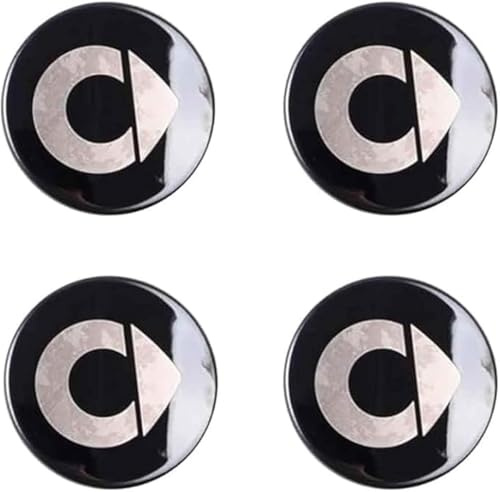 4 Stück Nabendeckel Radkappen für Smart Fortwo Forfour 450 451 453 60mm, Das Stark Langlebig Kratzfest und Wasserdich Auto Zubehör Auto-Radkappen mit Logo