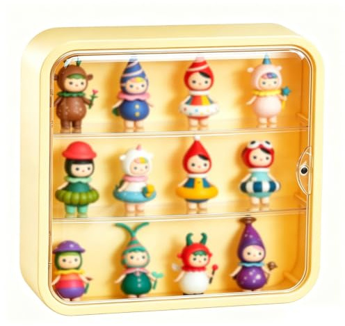 Kisstta Acryl Vitrine Klein mit 3 Schicht, 30 x 29.7 x 9.2 cm Schaukasten, Setzkasten mit Scheibe, Hängevitrine, Acrylic Display Case für Lego Minifiguren Miniaturmodelle von Autos Pop Figur