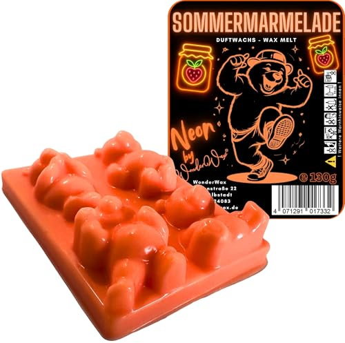 WonderWax Neon Duftriegel 6 x Duftwachs Bären Wachsmelt Duftwachs Raumduft für Duftlampen Soja Wachs Melts Duftmelt Aroma Wellnes Kerzen Wärmer Wax Tarts Sommer Marmelade