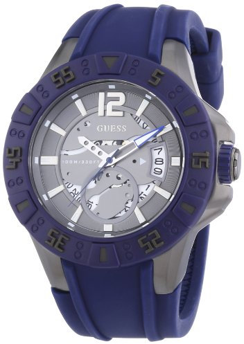 Guess Herren-Armbanduhr XL Magnum Analog Quarz Silikon W0034G6