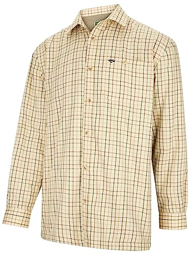 Hoggs of Fife Birch Fleece Lined Shirt Olive/Tan - 55% Cotton / 45% Polyester Outer, 100% Microfleece Lining