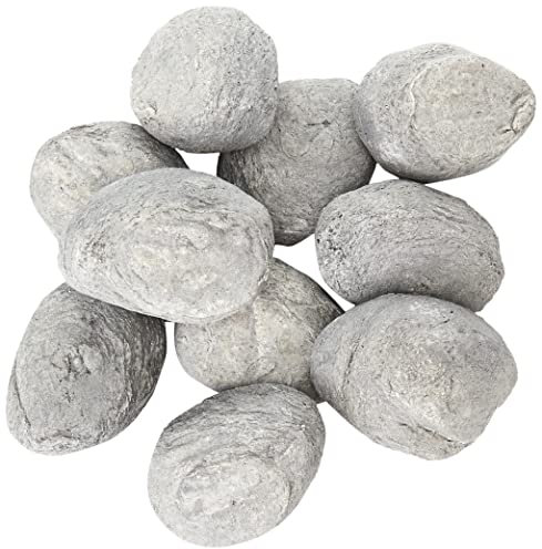 The Stove Wizard Gas Fire Replacement Pebbles Coals 20 Large Grey Ceramic Pebbles for Gas, LPG, Bio Ethanol and Electric Fires. Approximate size 70mm x 50mm x 40mm
