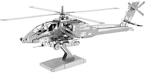 Fascinations MMS083 - Metal Earth 502470 - Boeing AH-64 Apache, lasergeschnittener 3D-Konstruktionsbausatz, 2 Metallplatinen, ab 14 Jahren