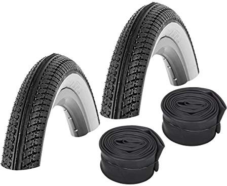 KENDA Set: 2 x K912 SCHWARZ-Weiss Fahrrad Reifen 20x1.75 + SCHLÄUCHE Dunlopventil