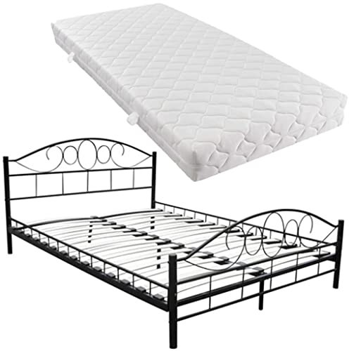 vidaXL Metallbett 180x200 Doppelbett Ehebett Metall Bettgestell inkl. Matratze