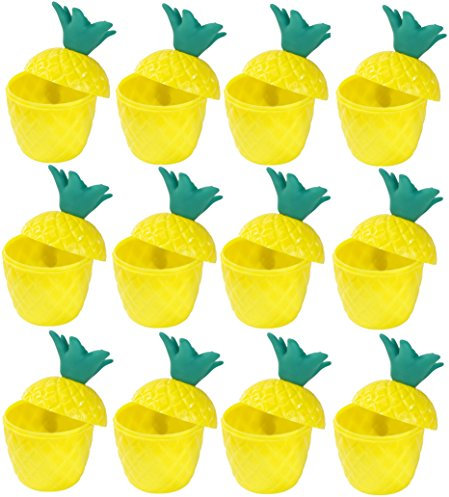 12 x Hawaiian Tropical Luau Tiki Plastic Party Pineapple Punch Drink Cups