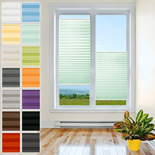 Plisart Premium Plissee Klemmfix Ohne Bohren, Mint 45x130cm, Sonnenschutz, Lichtdurchlässig, Easyfix Rollo Plissees für Fenster, Faltrollo, Jalousie zum Klemmen, Plisseerollo