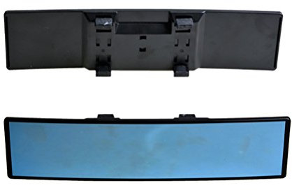 Auto Rückspiegel Weitwinkel Blau Glas Blendschutz Innenspiegel Large Vision 280mm Gebogener Spiegel (Schwarz)