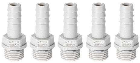 sourcing map 5 Stück PVC Schlauchanschluss Schlauchverbinder 8mm oder 5/16 mit Widerhaken x 1/4 G Stecker Rohr Schlauchtülle Wasseranschluss Verlängerung