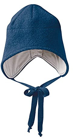 Disana WALK-MÜTZE, 100% Bio-Merinowolle GOTS, IVN Best – Futter: 100% Bio-Baumwolle | Besonders warme und weiche Wintermütze | Baby Kleinkind Kind Unisex | Made in Germany | Marine Gr. 1