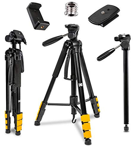 KODAK Trépied et monopied PhotoGear 2-en-1 | Trépied léger en Aluminium à 4 Sections de 70 Qui se transforme en Monopode de 65 | Plaques à dégagement Rapide à tête pivotante à 3 Positions