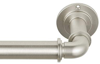 MODE Industrielle Raumverdunkelungs-Kollektion, 3.8 cm Durchmesser, industrielle Gardinenstangen-Set mit Stahl, zur Wandmontage, passend für Fenster von 182.9 cm bis 365.8 cm, gebürstetes Nickel