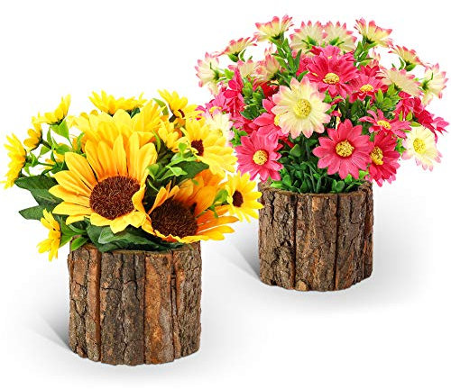 AceList Artificial Sunflowers, Fake Flowers/Fake Potted Plants Artificial Plants Indoors In Pots Yellow Decorative Artificial Flowers Indoors for Home Office Grave