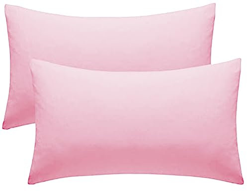 Pillow Cases 2 Pack Pink Pillow Covers 50X75CM Hotel Quality Poly Cotton (Pink, 2 Pillow Cases)