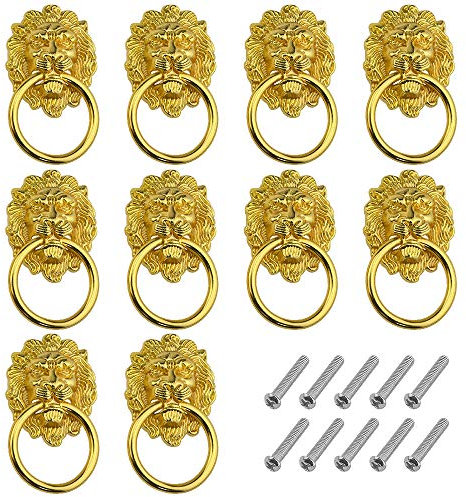 WMYCONGCONG 10 Stück 68 x 39.7mm Löwenkopf-Griff, Knopf, Ring, Schrankgriff, Antik-Stil, Zinklegierung, für Kommoden, Schubladen, Schränke, Schmuckkästchen, Schubladen