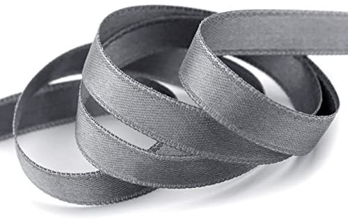 finemark 3 m x 10 mm Satinband GRAU Dunkelgrau (731) doppelseitiges Schleifenband aus Satin ohne Draht weich und glänzend Geschenkband Deko Band Double face Dekoband Dekorieren Basteln