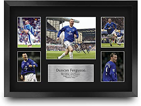 HWC Trading FR A3 Duncan Ferguson Everton Printed Memorabilia Signed Autograph Photograph Display for Football Fans and Supporters - A3 Framed
