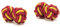 1 Paar Manschettenknöpfe/Seidenknoten/Stoffknoten bordeauxrot-gold, zweifarbig, Umschlagmanschette, dehnbar