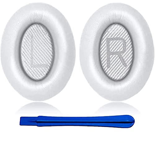 Hoxiver Earpads Cushions Replacement for Bose QC35 (QuietComfort 35) & QC35ii Headphones Ear Pads,Soft Protein Leather,Noise Isolation Foam(White)