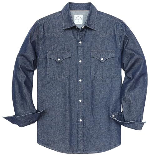 Dubinik® 8.8 oz Chemise en Jeans Homme Manches Longues Western | Coton, Chaud, Confortable, Décontracté, Double-poche, Vintage, Regular, Utilitaire, Cowboy, Travail-Quotidien-Hiver