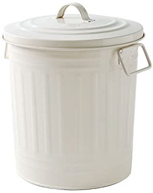 Poubelle Poubelle, Poubelle Créative Vintage Bin Nordique Bac De Chambre À Coucher Nordique Avec Couvercle Rond Salon Outils De Nettoyage De Ménage Lait Blanc 10L 15L Bacs ( Color : A-10L )