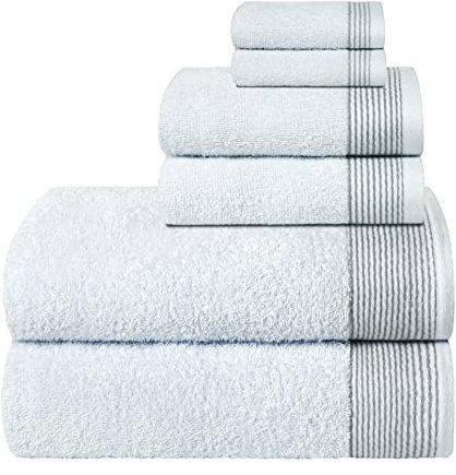 GLAMBURG Ultra Soft 6er-Pack Baumwoll-Handtuch-Set, enthält 2 übergroße Badetücher 70 x 140 cm, 2 Handtücher 40 x 60 cm und 2 Waschbetten 30 x 30 cm, Weiß