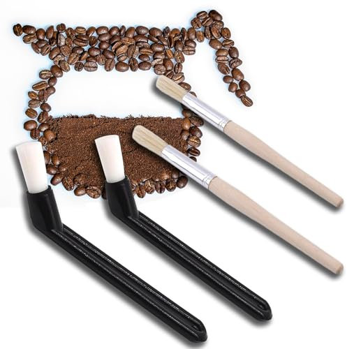 4 Pieza Pinceles de Barista, Cepillo de Limpieza para Molinillo de Café, Cepillo de Molinillo de Café, Cepillo Cafetera, Cepillo de Limpieza de Café, para Limpiar Cafeteras Frijoles Granos