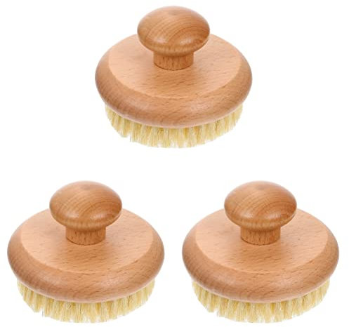 3 Pièces Brosse à Récurer à Manche Rond Éponge Baignoire En Bois Brosse Arrière