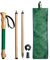 FOREST PILOT Trekkingstöcke - 1 Stück - verstellbarer Wander- oder Gehstock - starkes, natürliches Buchenholz - schnell verstellbarer Flip-Lock - Griff aus Buchenholz, Lederband (grün)