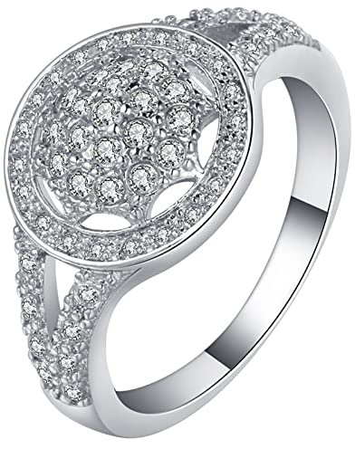 Aotiwe Ringe Frauen Hochzeit, Hochzeitsring Frau Runder Zirkonia Silber Größe 57 (18.1)