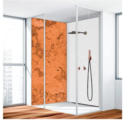 Duschrückwand, Badrückwand, Duschverkleidung, Wandverkleidung aus 3 mm Alu-Verbundplatte, 150x250cm, Naturstein Rost Matt - 8722