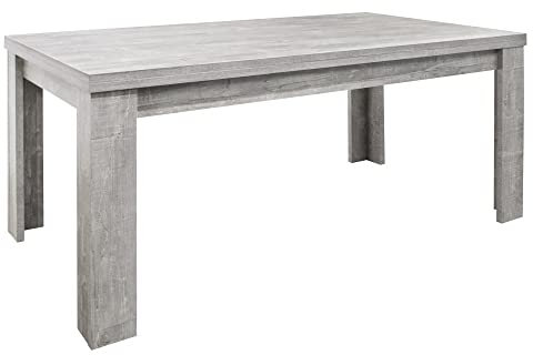 DEINE TANTE EMMA 0560_140x90 cm MONZI Beton grau Dekor Tisch Esstisch Auszugstisch Küchentisch Funktionstisch ausziehbar