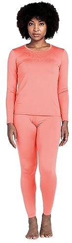 LAPASA Ensemble de sous-Vêtements Thermiques Femme Haut & Bas Maillot de Corps Manches Longues & Pantalon Chaud Automne/Hiver Rose 2 XL