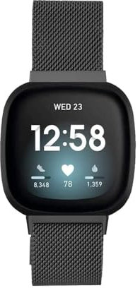 INF Ersatzarmband für Fitbit Versa 3 Edelstahl Metall Ersatzband Armband schwarz