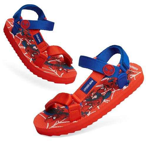 Marvel Spiderman Zehentrenner, Sommer Sandalen Jungen mit Verstellbaren Riemen - Geschenke für Jungs (Rot, 32 EU)