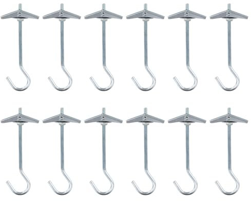NiceLand 12 Piezas Ganchos de Techo, M4 Soporte Lampara Techo Soportes Techo Escayola Soporte de Gancho de Techo de Metal para Lámparas Plantas Cestas