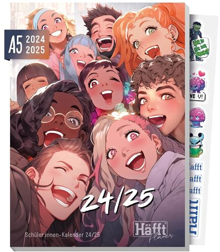 Häfft® PLANER 2024/2025 A5 Selfie Crew Schülerkalender, Schülerplaner, Hausaufgabenheft, Schulplaner - nachhaltig & klimafreundlich