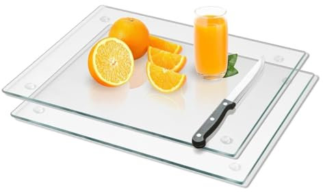 Fockety 2PCS Acrylic Transparent Cutting Board, 32x22.5cm, Non Slip, Dishwasher Safe, Clear, Fruit & Vegetable, Home, Camping, Restaurant