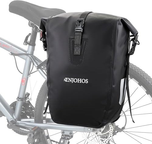 ENJOHOS Sacoche pour VéLo Sac à VéLo éTanche pour Porte-Bagages ArrièRe avec Courroie D'éPaule Sac De Rangement pour VéLo pour Porte-Bagages ArrièRe De VéLo Sac De Coffre 27-30L Noir