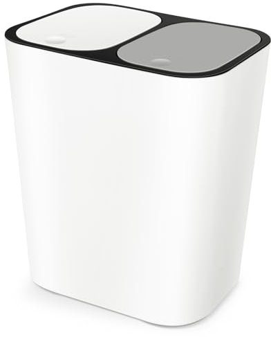 Zerodeko Coperchio Del Bidone Della Spazzatura Da Cucina Pattumiera Per La Separazione Di Secco E Umido Bidone Per Il Riciclaggio A Doppio Scomparto Per La Casa