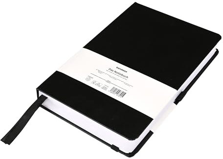 bandeax Notizbuch A5 liniert Hardcover - 320 Seiten, 160 Blatt - 120 GSM tintenfestes dickes FSC Papier - Diary Notebook für Tagebuch, Bullet Journal, Ideenbuch, Business (Schwarz)